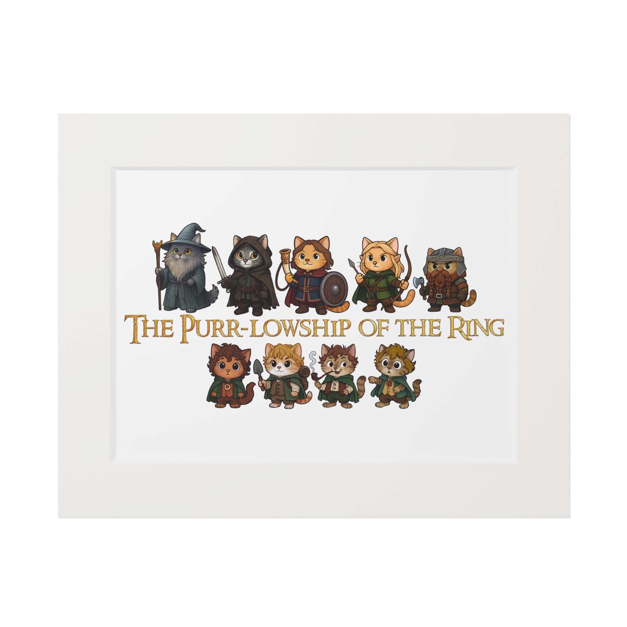 Cat Fellowship of the Ring Fine Art Print (Passepartout Paper Frame)