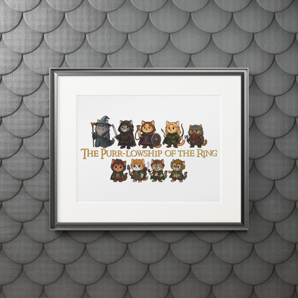 Cat Fellowship of the Ring Fine Art Print (Passepartout Paper Frame)