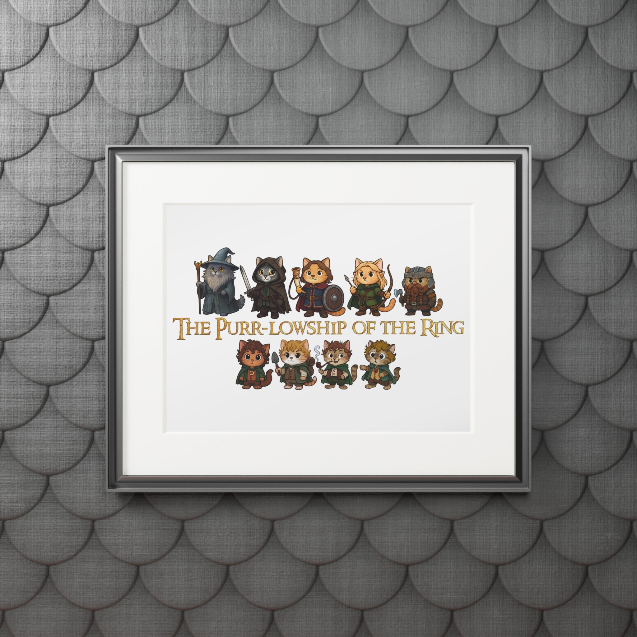 Cat Fellowship of the Ring Fine Art Print (Passepartout Paper Frame)