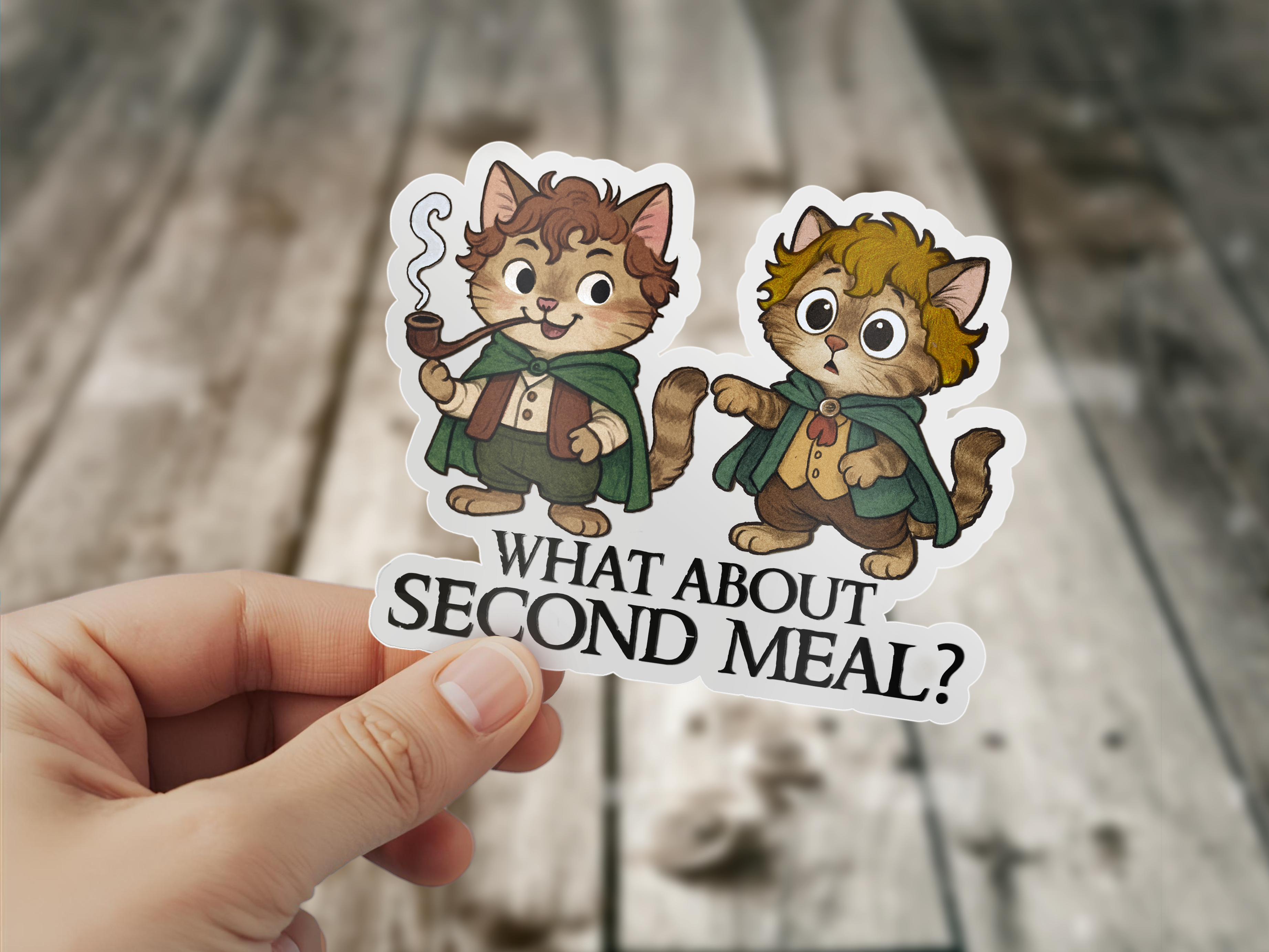 Merry and Pippin Second Breakfast Cat Sticker