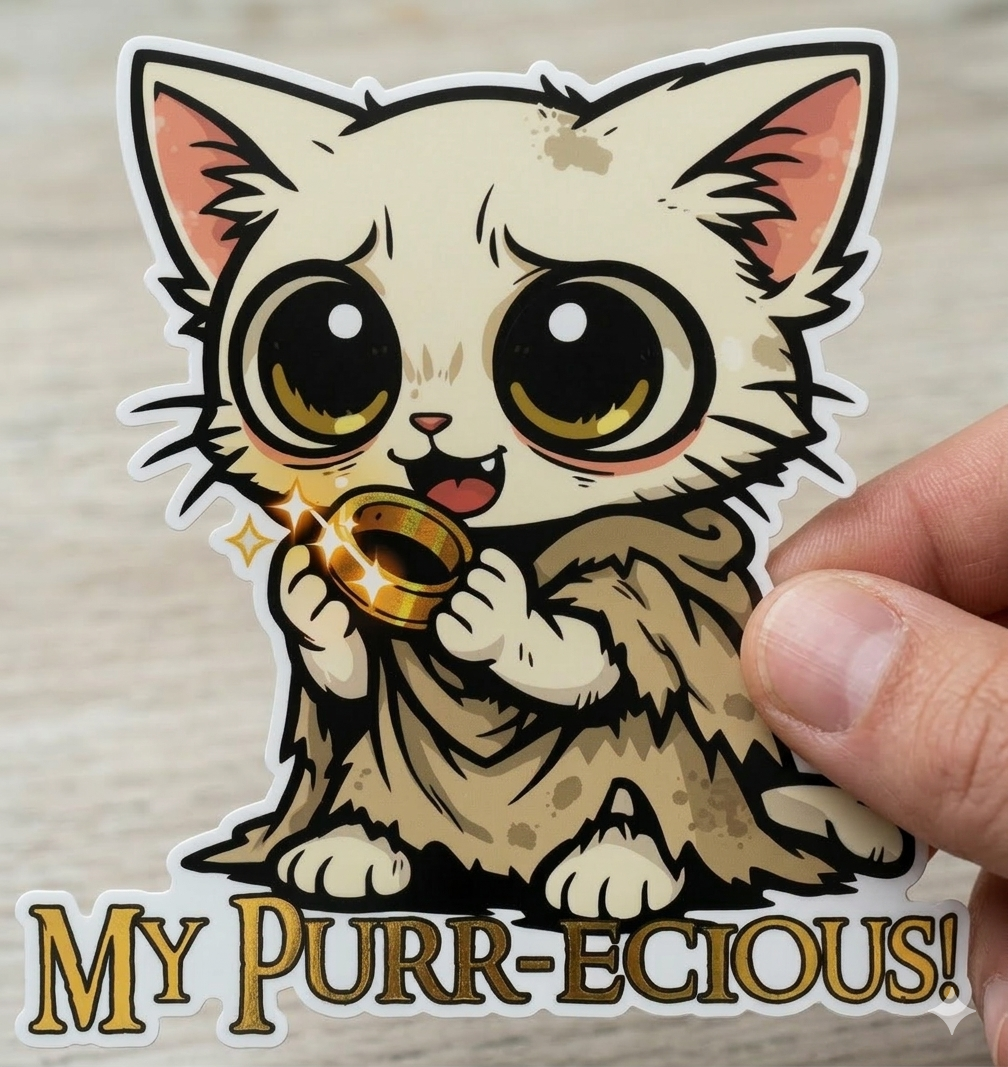"My Purr-ecious" Gollum Cat Sticker