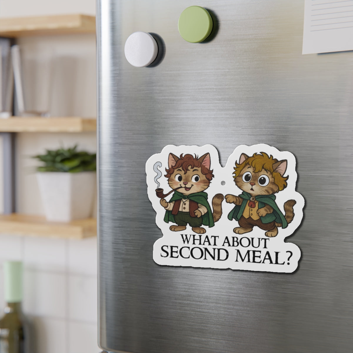 "What About a Second Meal" Merry and Pippin Cat Magnet