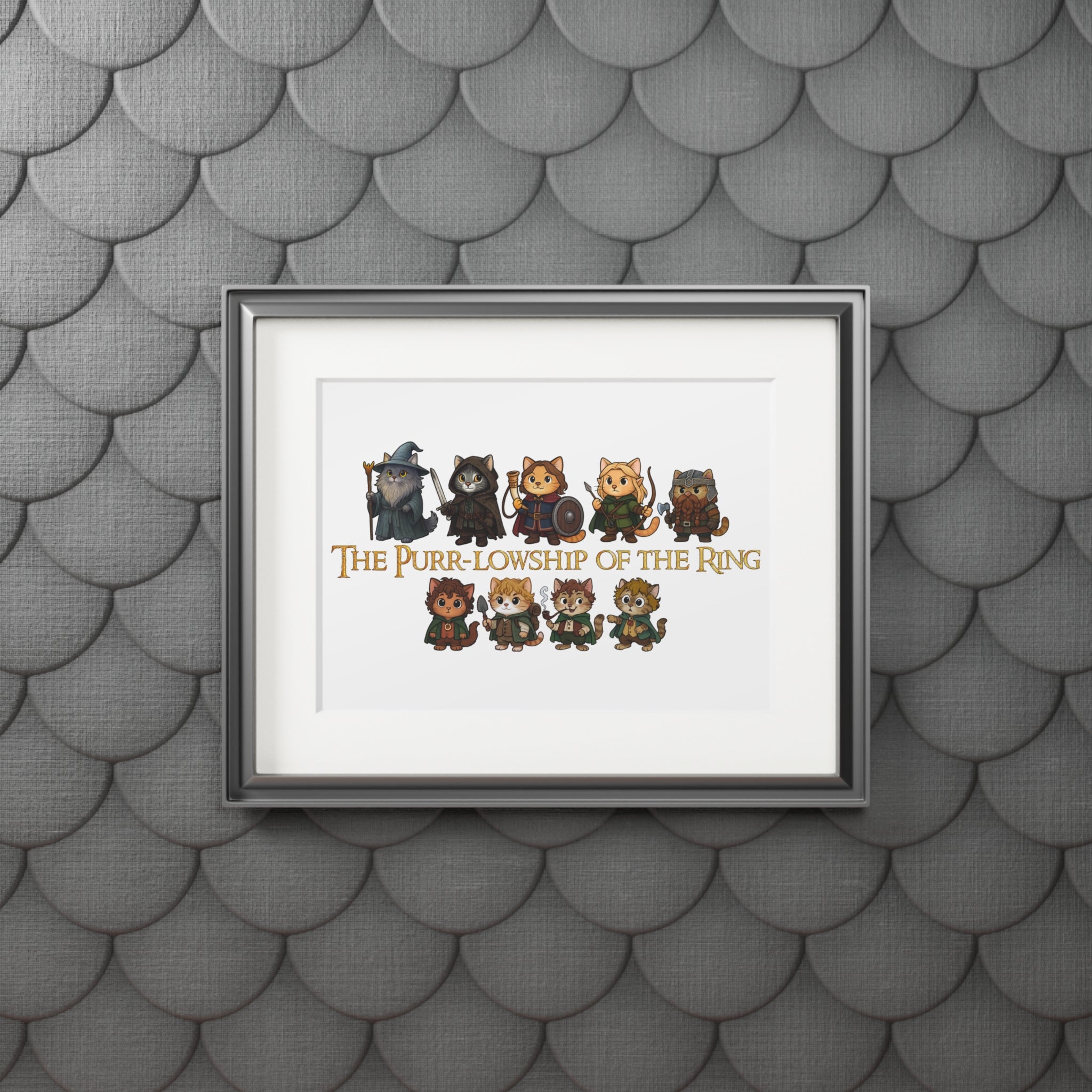 Cat Fellowship of the Ring Fine Art Print (Passepartout Paper Frame)