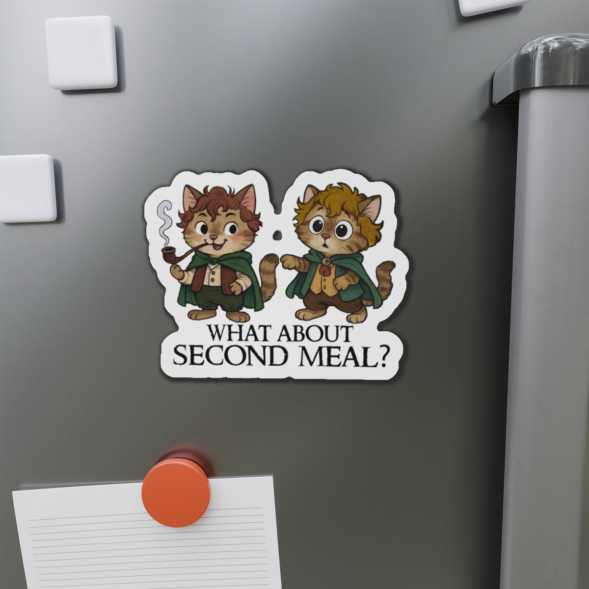 "What About a Second Meal" Merry and Pippin Cat Magnet