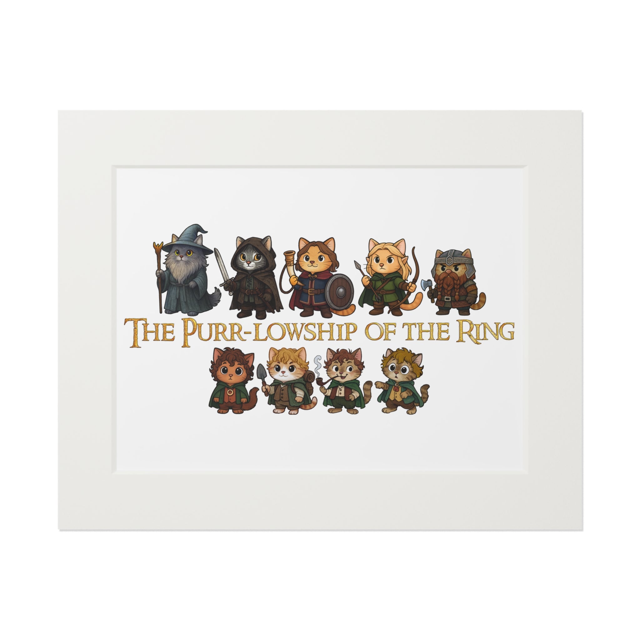 Cat Fellowship of the Ring Fine Art Print (Passepartout Paper Frame)