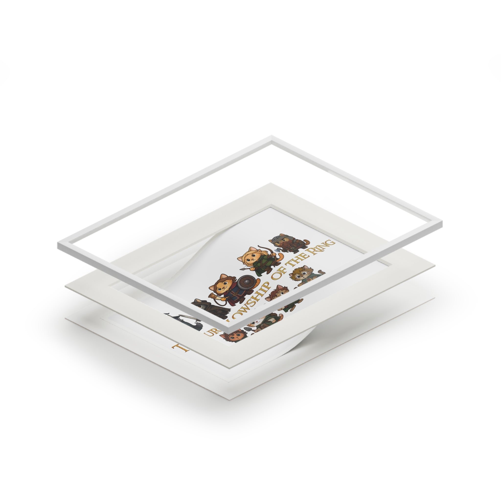 Cat Fellowship of the Ring Fine Art Print (Passepartout Paper Frame)