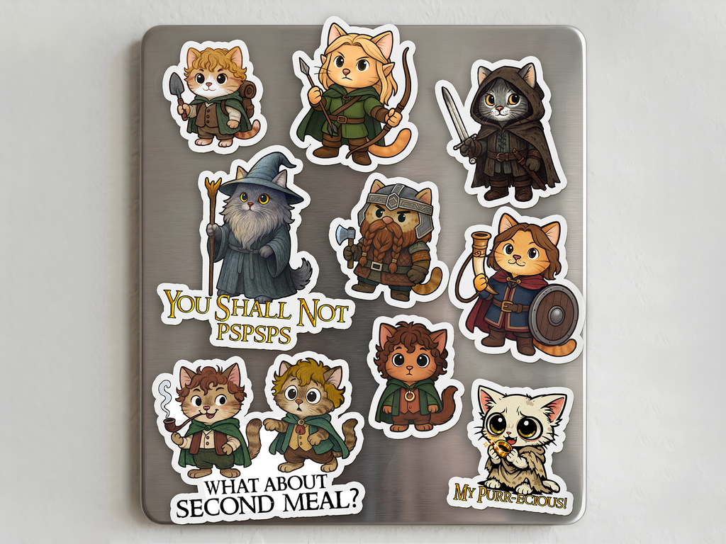 Cat Lord of The Rings 9-Piece Magnet Set