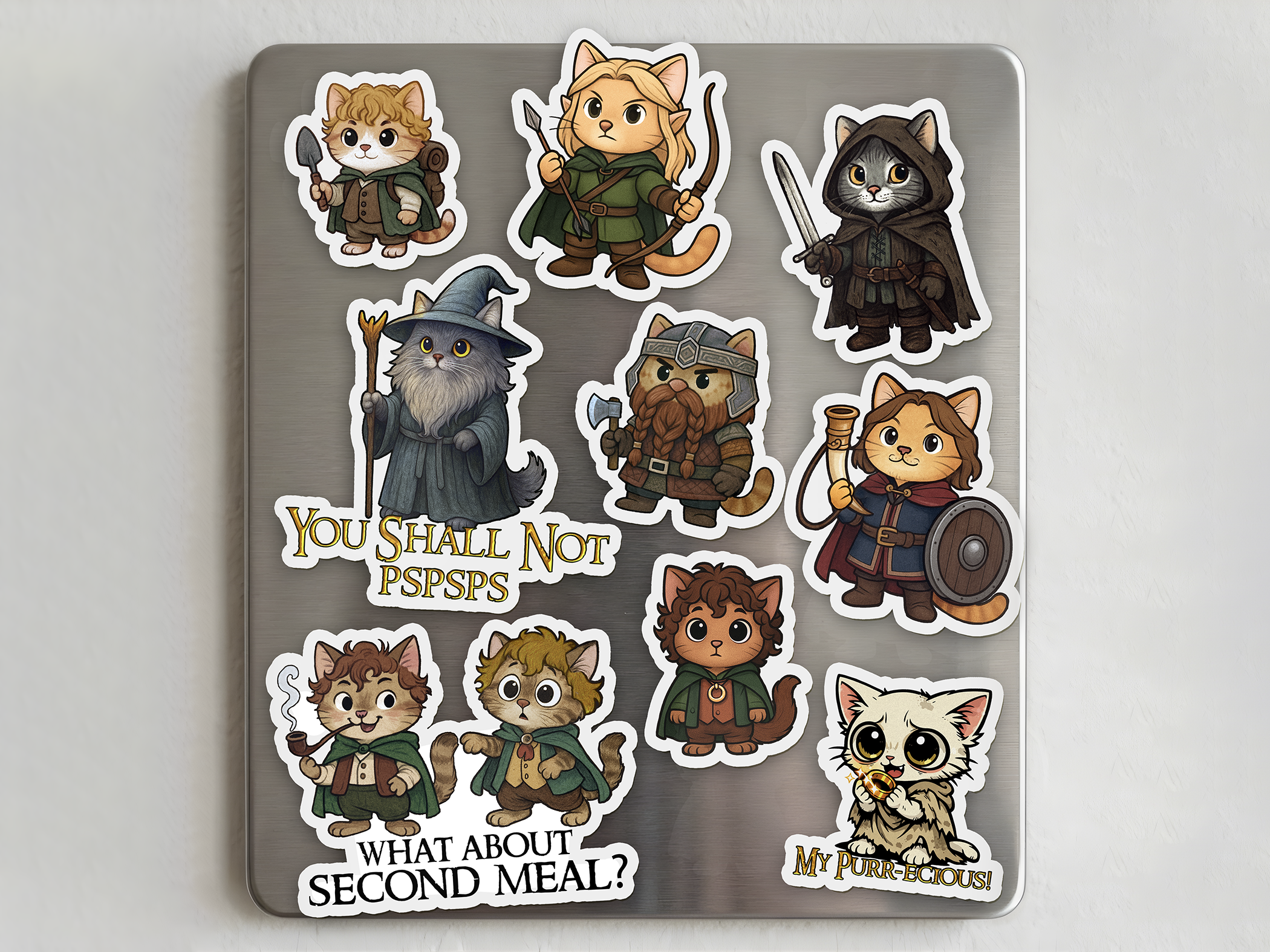 Cat Lord of The Rings 9-Piece Magnet Set